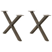 sofabordsben X-formet 2 stk. naturstål 70 x (42-43) cm stål