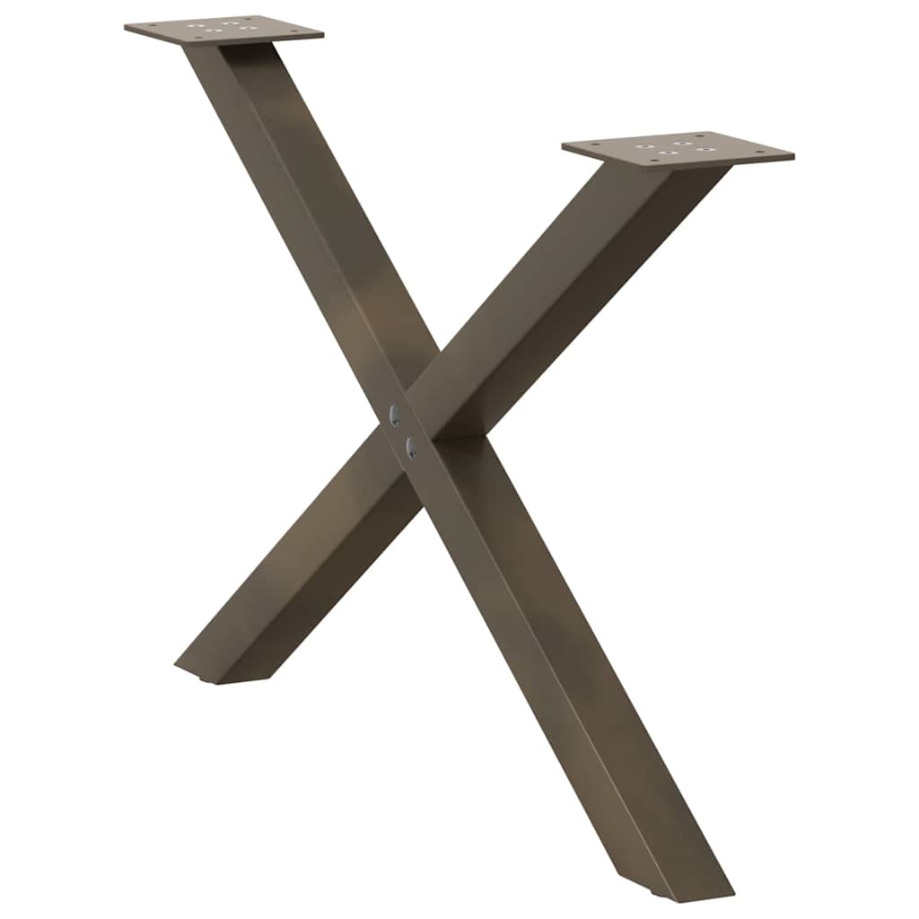 sofabordsben X-formet 2 stk. naturstål 70 x (42-43) cm stål