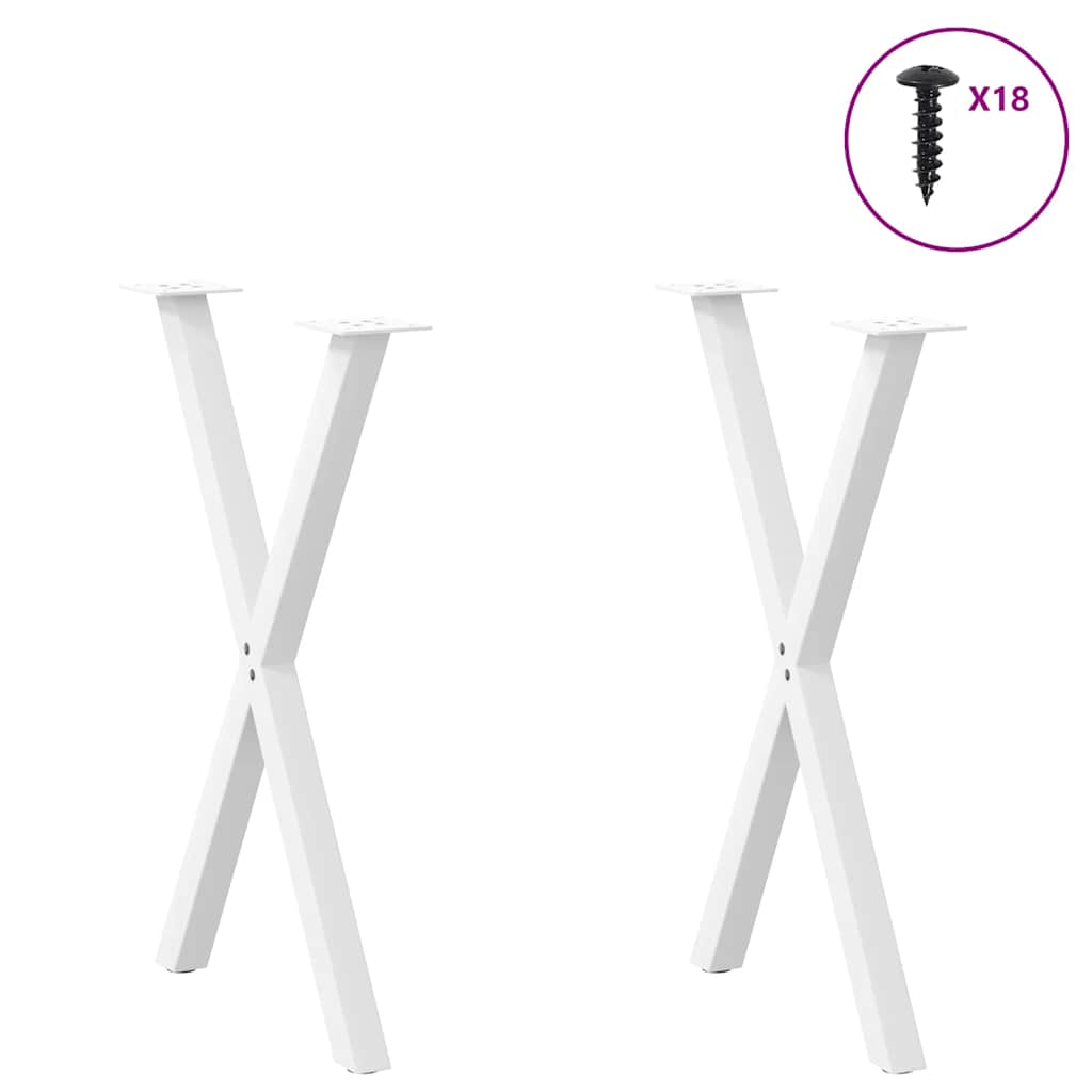 spisebordsben X-formet 2 stk. hvid 50x(72-73) cm stål