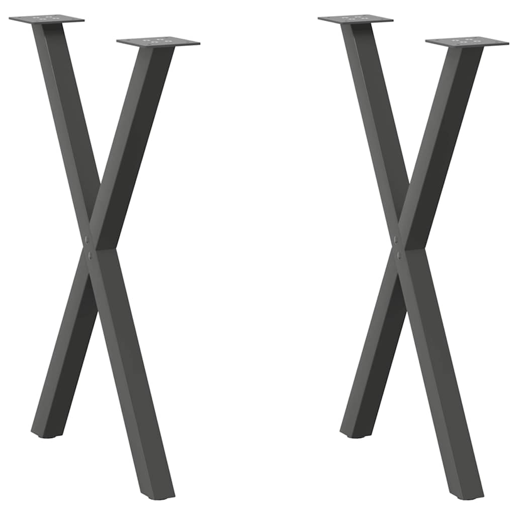spisebordsben X-formet 2 stk. antracit 50x(72-73) cm stål
