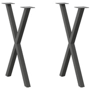spisebordsben X-formet 2 stk. antracit 50x(72-73) cm stål