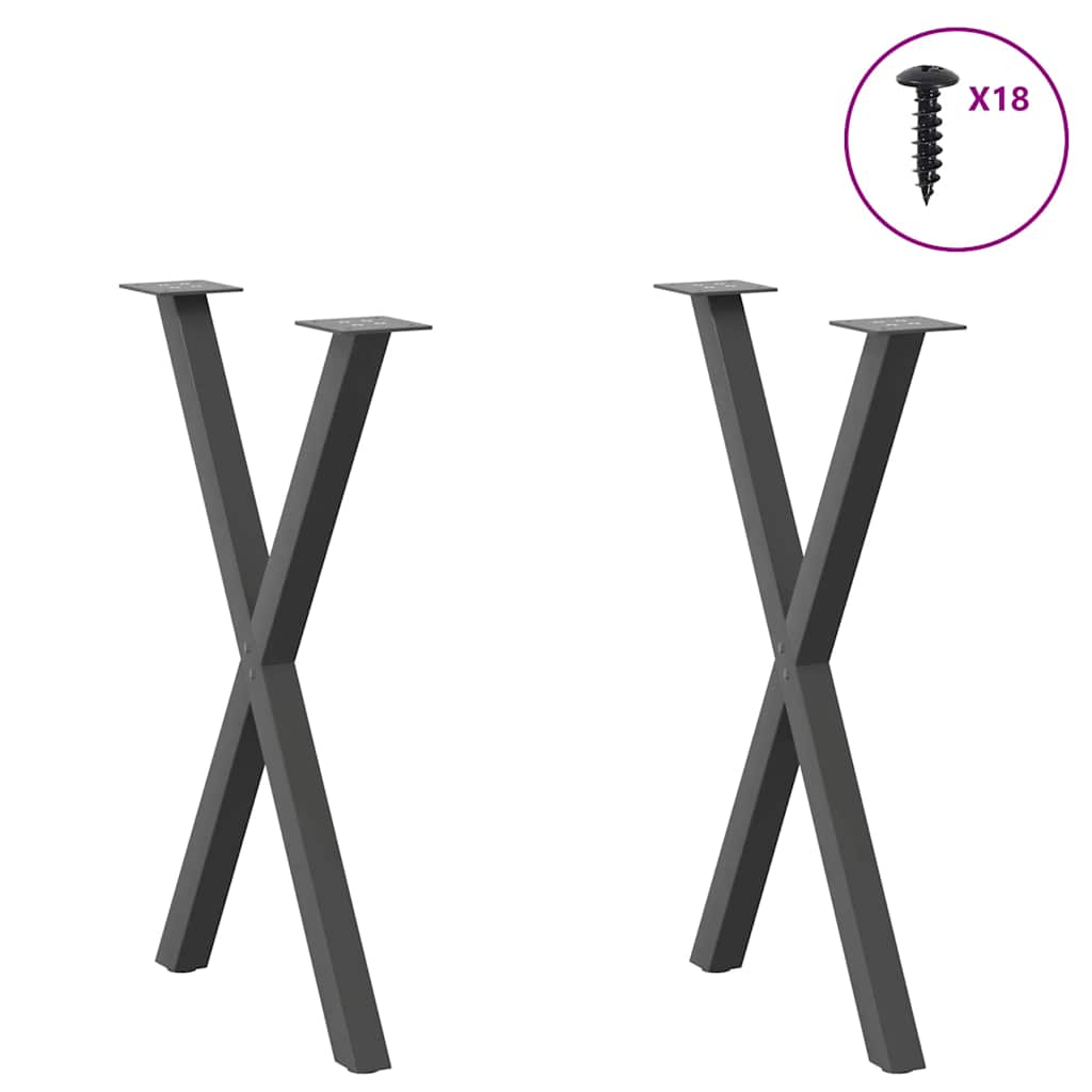 spisebordsben X-formet 2 stk. antracit 50x(72-73) cm stål