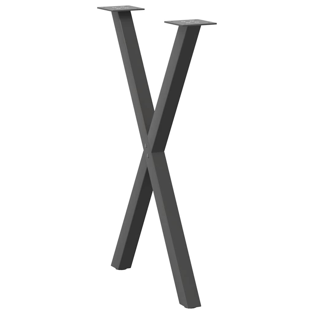 spisebordsben X-formet 2 stk. antracit 50x(72-73) cm stål