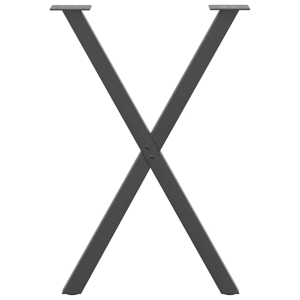 spisebordsben X-formet 2 stk. antracit 50x(72-73) cm stål