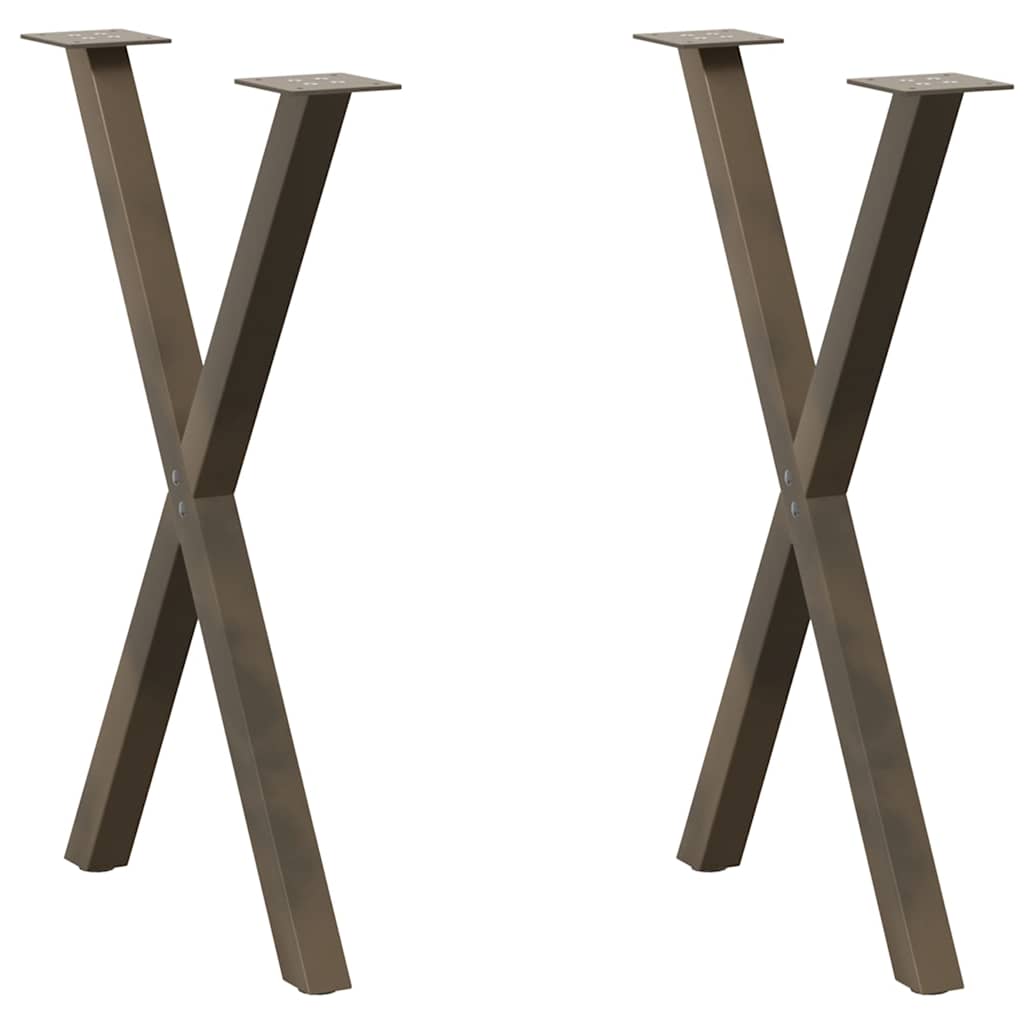 spisebordsben X-formet 2 stk. naturstål 50x(72-73) cm stål