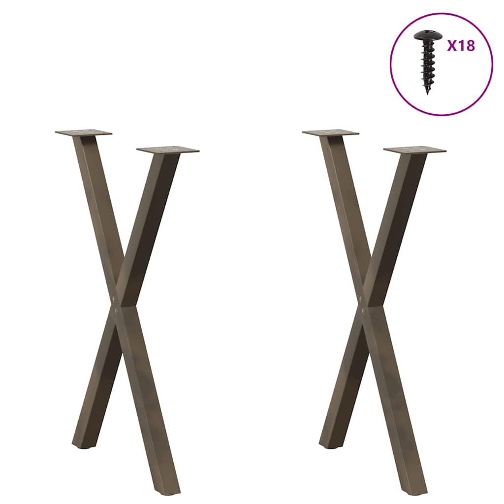 spisebordsben X-formet 2 stk. naturstål 50x(72-73) cm stål