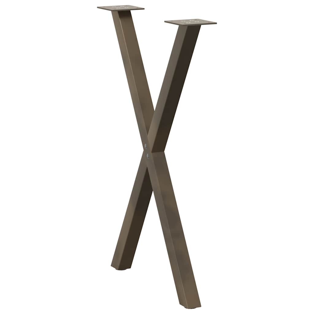 spisebordsben X-formet 2 stk. naturstål 50x(72-73) cm stål