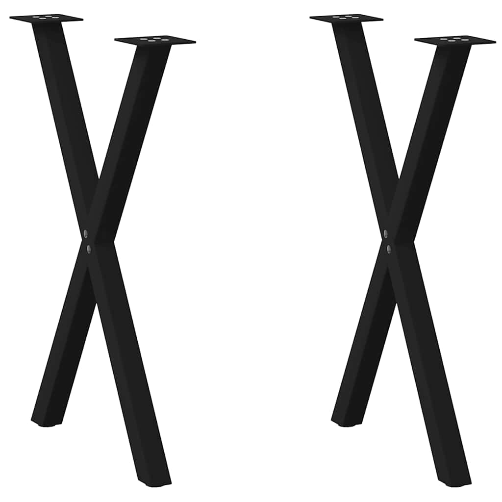 spisebordsben X-formet 2 stk. sort 57 x (72-73) cm stål