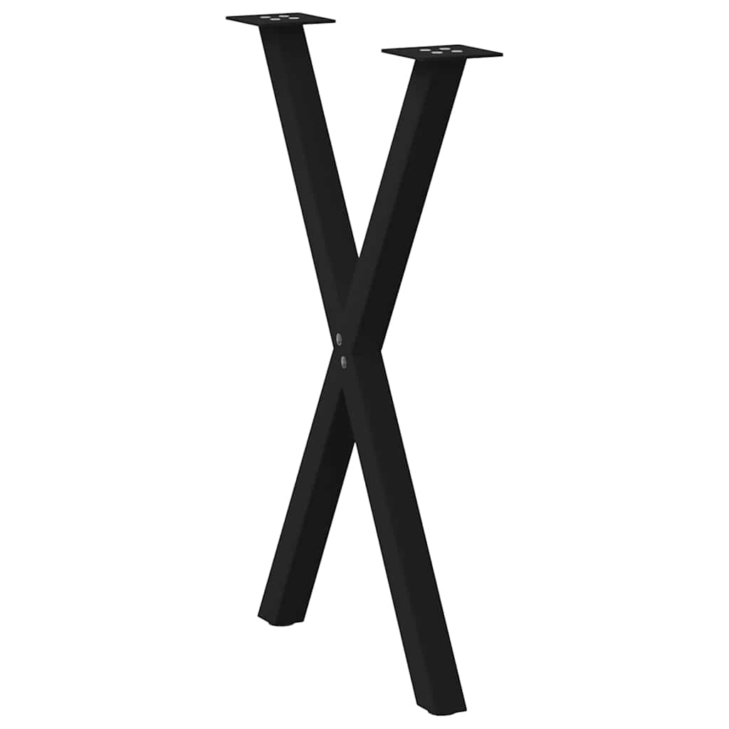 spisebordsben X-formet 2 stk. sort 57 x (72-73) cm stål