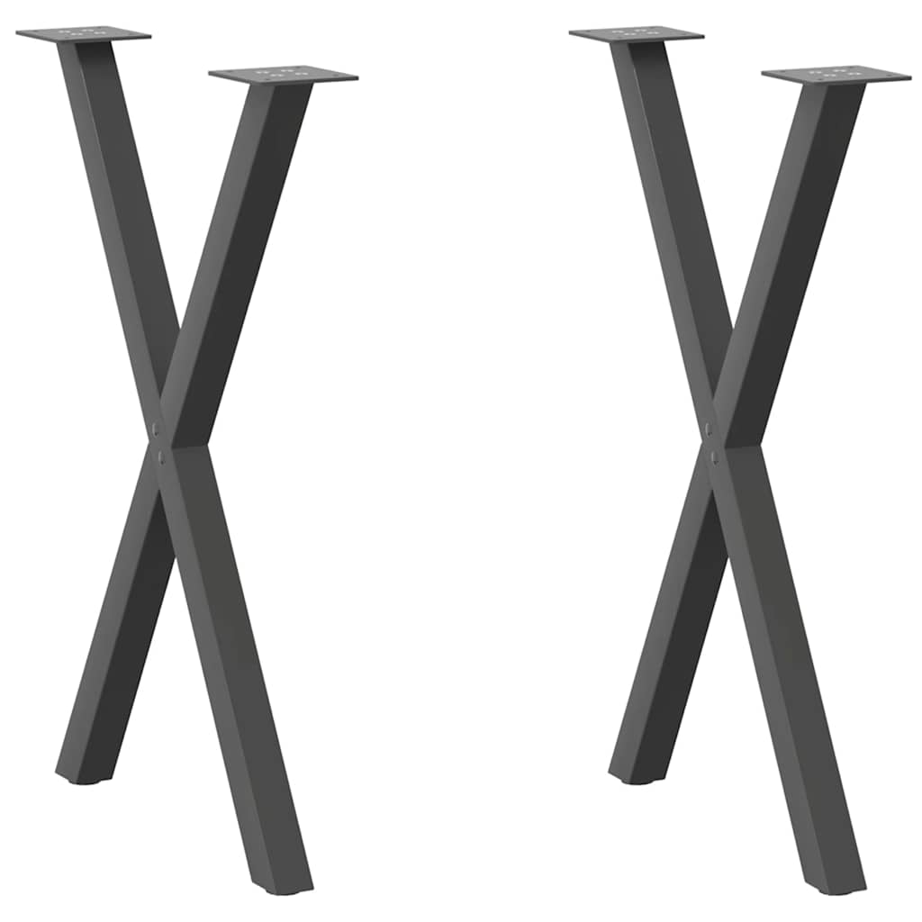 spisebordsben X-formet 2 stk. antracit 57 x (72-73) cm stål