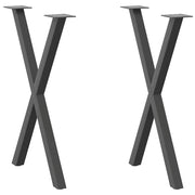 spisebordsben X-formet 2 stk. antracit 57 x (72-73) cm stål