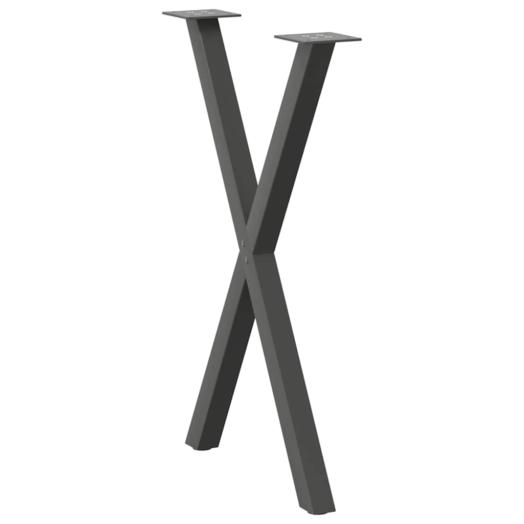 spisebordsben X-formet 2 stk. antracit 57 x (72-73) cm stål