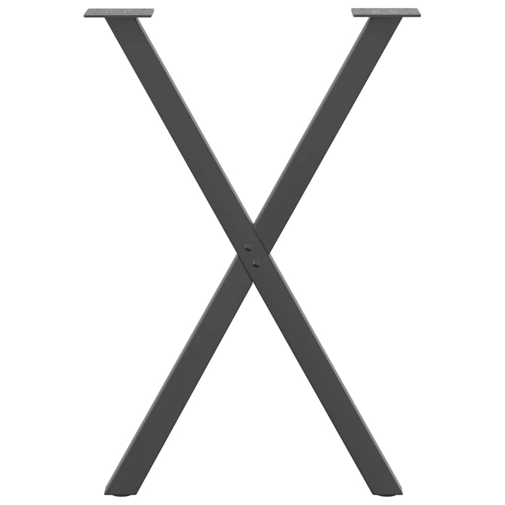 spisebordsben X-formet 2 stk. antracit 57 x (72-73) cm stål