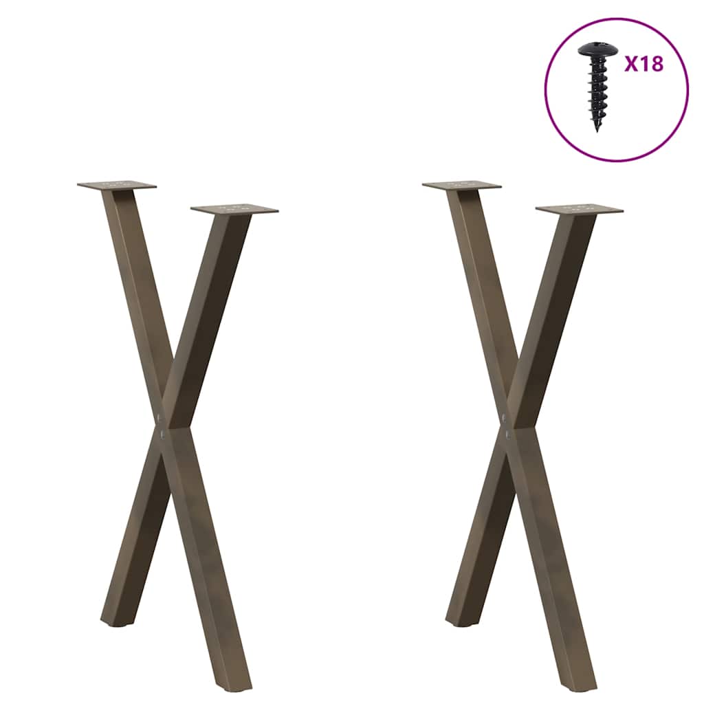 spisebordsben X-formet 2 stk. naturstål 57 x (72-73) cm stål