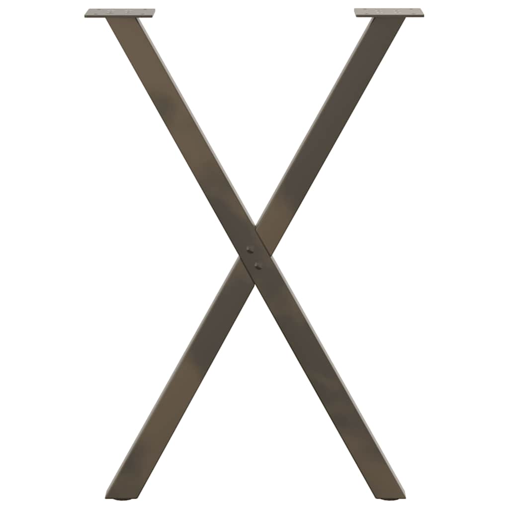 spisebordsben X-formet 2 stk. naturstål 57 x (72-73) cm stål