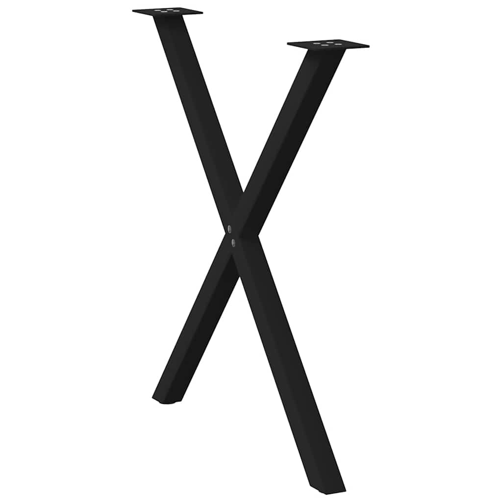 spisebordsben X-formet 2 stk. sort 70 x (72-73) cm stål