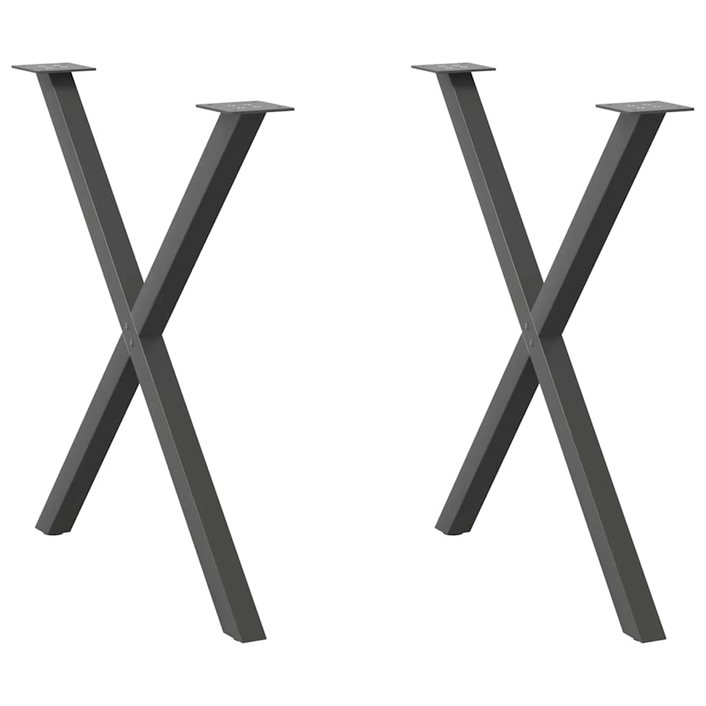 spisebordsben X-formet 2 stk. antracit 70 x (72-73) cm stål