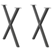 spisebordsben X-formet 2 stk. antracit 70 x (72-73) cm stål