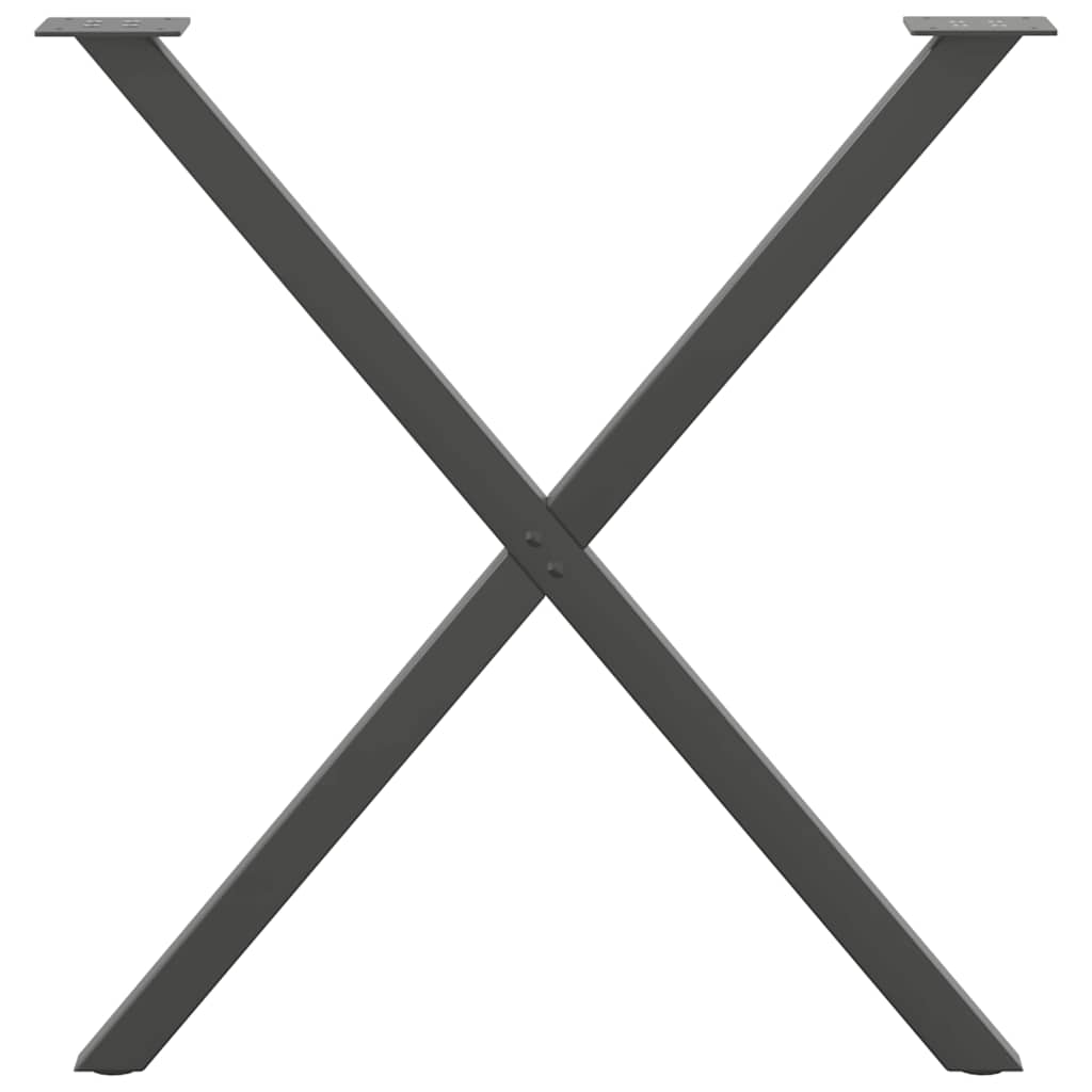 spisebordsben X-formet 2 stk. antracit 70 x (72-73) cm stål
