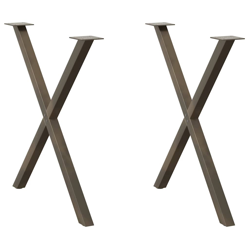 spisebordsben X-formet 2 stk. naturstål 70 x (72-73) cm stål