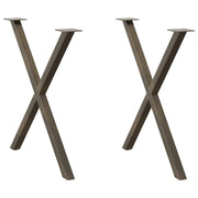 spisebordsben X-formet 2 stk. naturstål 70 x (72-73) cm stål