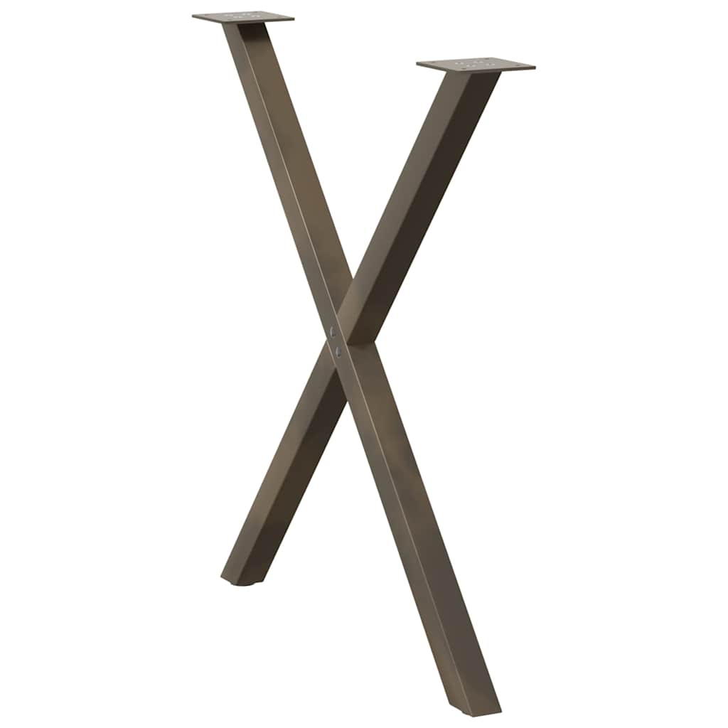 spisebordsben X-formet 2 stk. naturstål 70 x (72-73) cm stål