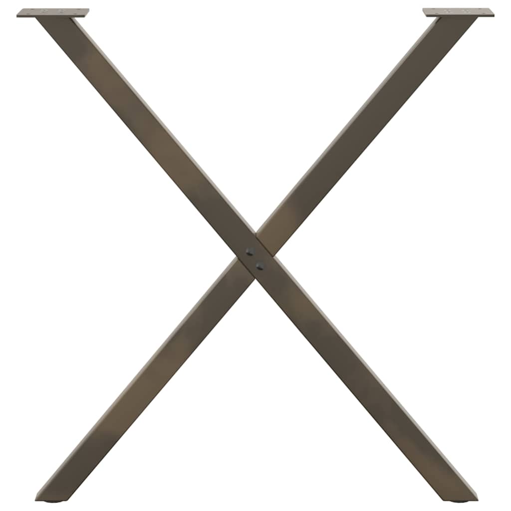 spisebordsben X-formet 2 stk. naturstål 70 x (72-73) cm stål