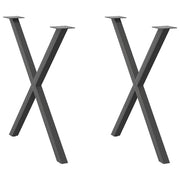 spisebordsben X-formet 2 stk. antracit 80x(72-73) cm stål