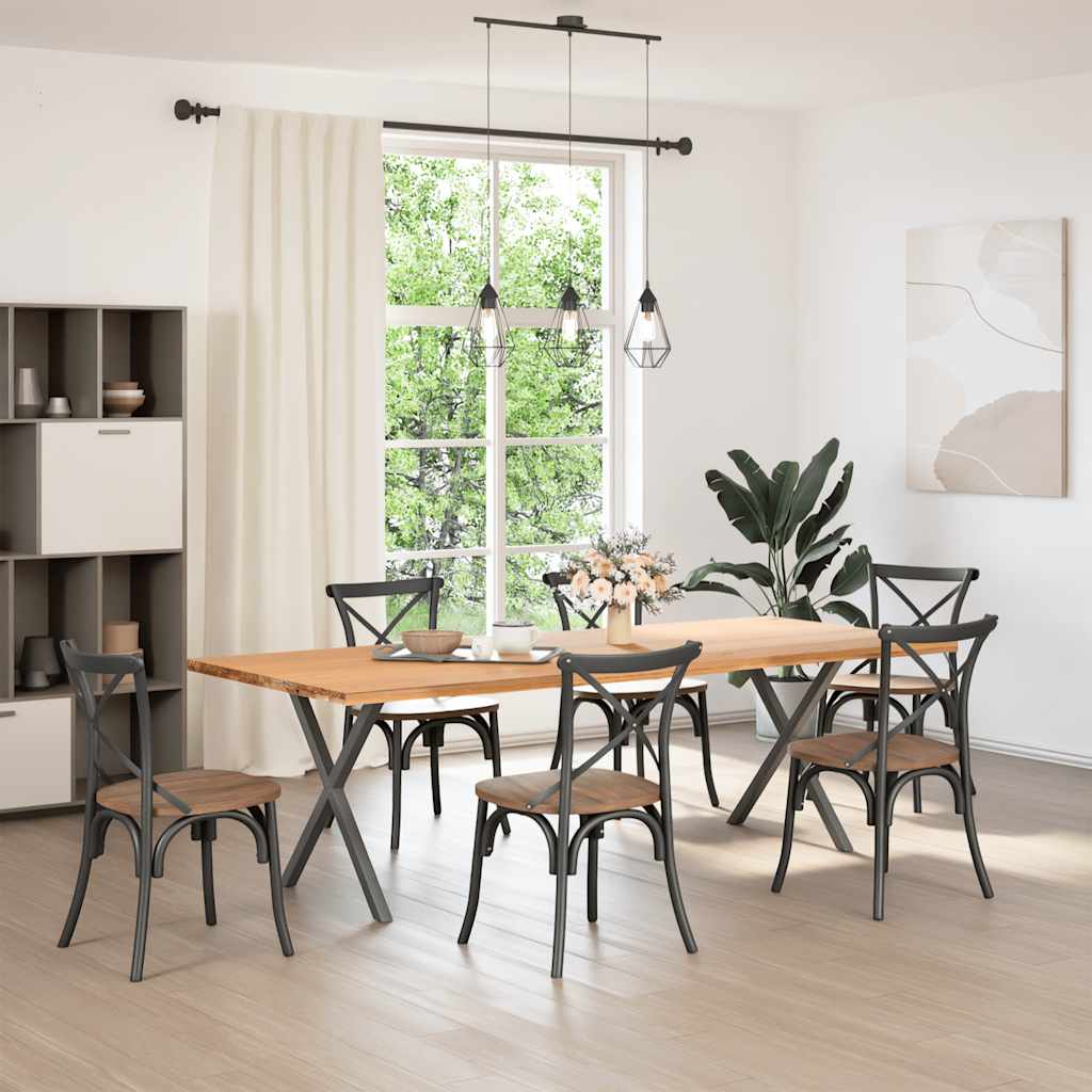 spisebordsben X-formet 2 stk. antracit 80x(72-73) cm stål