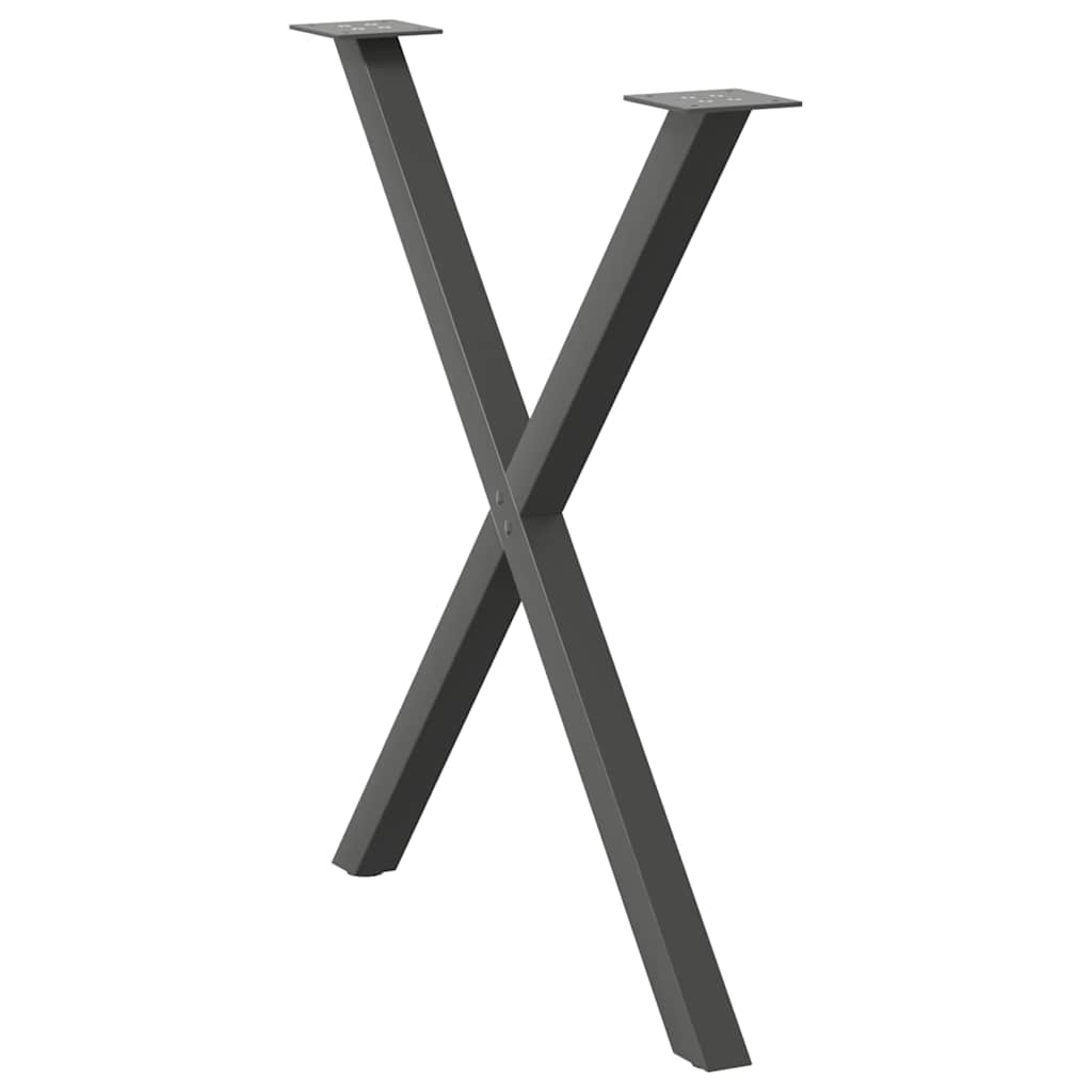 spisebordsben X-formet 2 stk. antracit 80x(72-73) cm stål