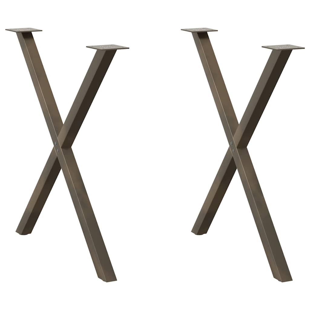 spisebordsben X-formet 2 stk. naturstål 80x(72-73) cm stål