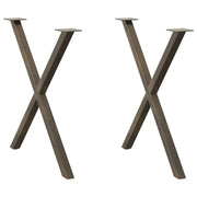 spisebordsben X-formet 2 stk. naturstål 80x(72-73) cm stål