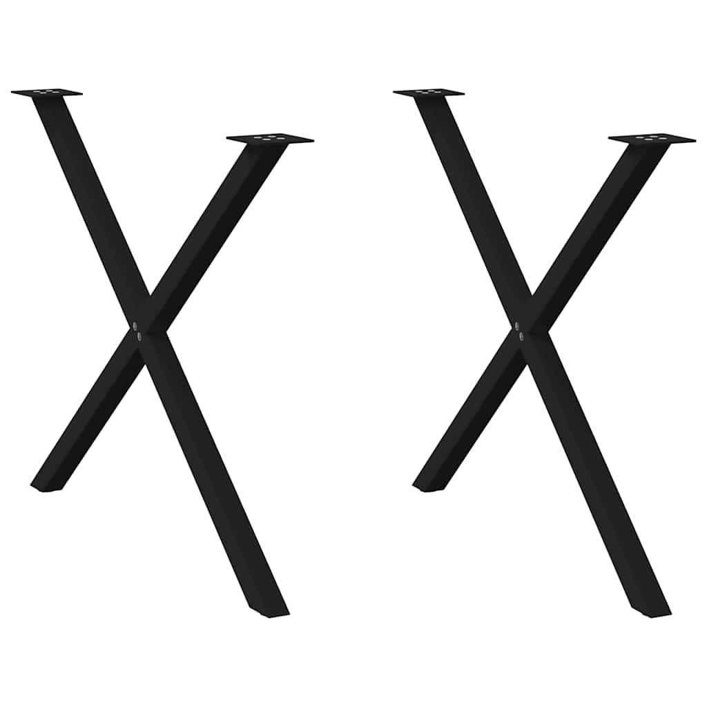 spisebordsben X-formet 2 stk. sort 90 x (72-73) cm stål