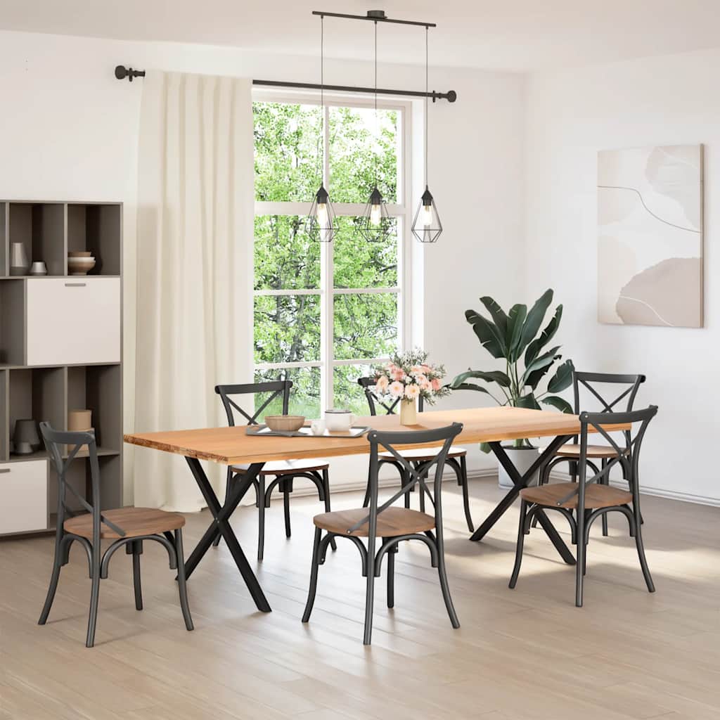 spisebordsben X-formet 2 stk. sort 90 x (72-73) cm stål