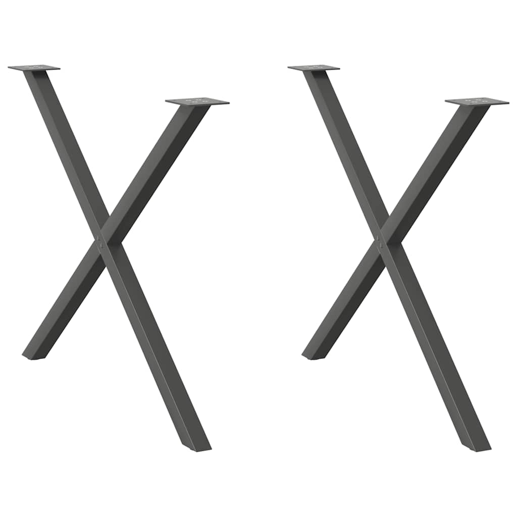 spisebordsben X-formet 2 stk. antracit 90 x (72-73) cm stål