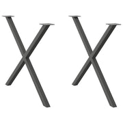 spisebordsben X-formet 2 stk. antracit 90 x (72-73) cm stål