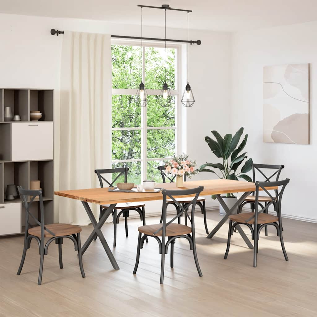 spisebordsben X-formet 2 stk. antracit 90 x (72-73) cm stål