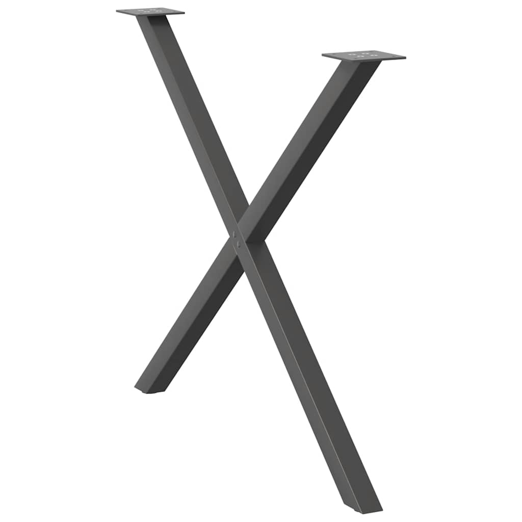 spisebordsben X-formet 2 stk. antracit 90 x (72-73) cm stål