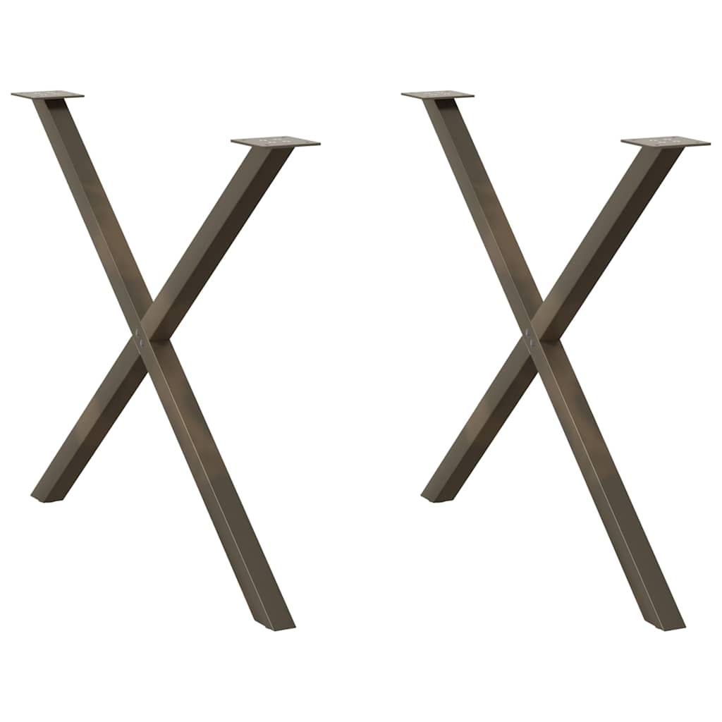 spisebordsben X-formet 2 stk. naturstål 90x(72-73) cm stål