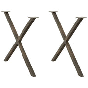 spisebordsben X-formet 2 stk. naturstål 90x(72-73) cm stål