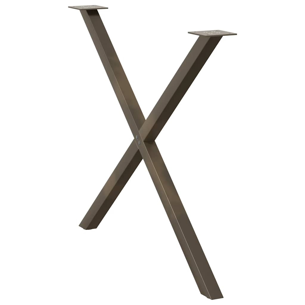 spisebordsben X-formet 2 stk. naturstål 90x(72-73) cm stål