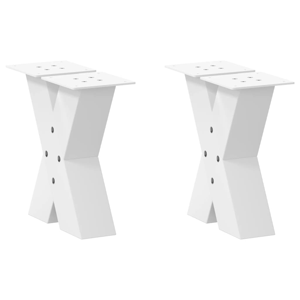 sofabordsben X-formet 2 stk. hvid 30x(30-31) cm stål