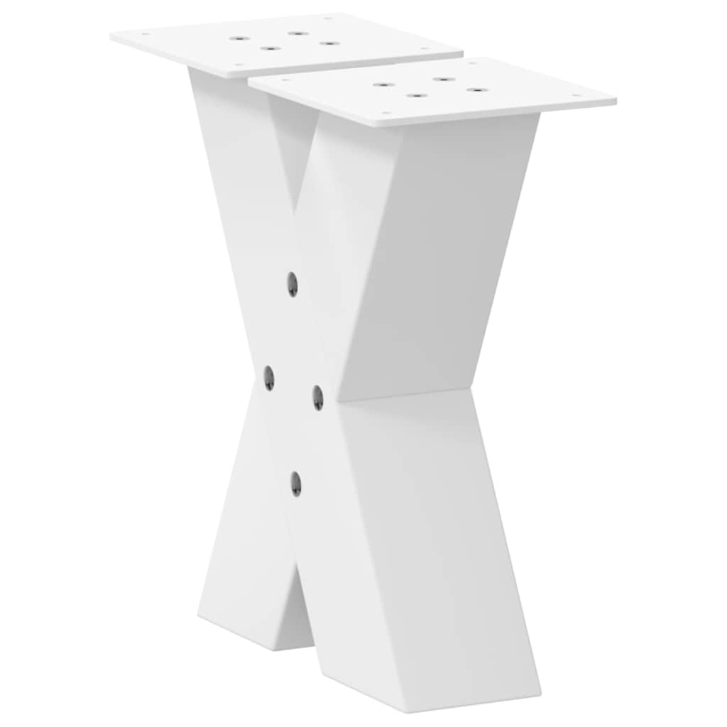 sofabordsben X-formet 2 stk. hvid 30x(30-31) cm stål