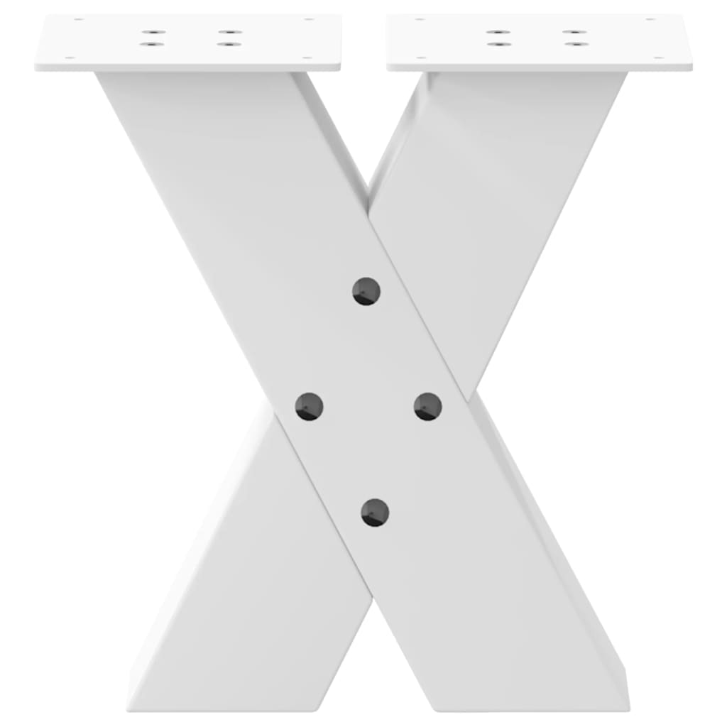 sofabordsben X-formet 2 stk. hvid 30x(30-31) cm stål