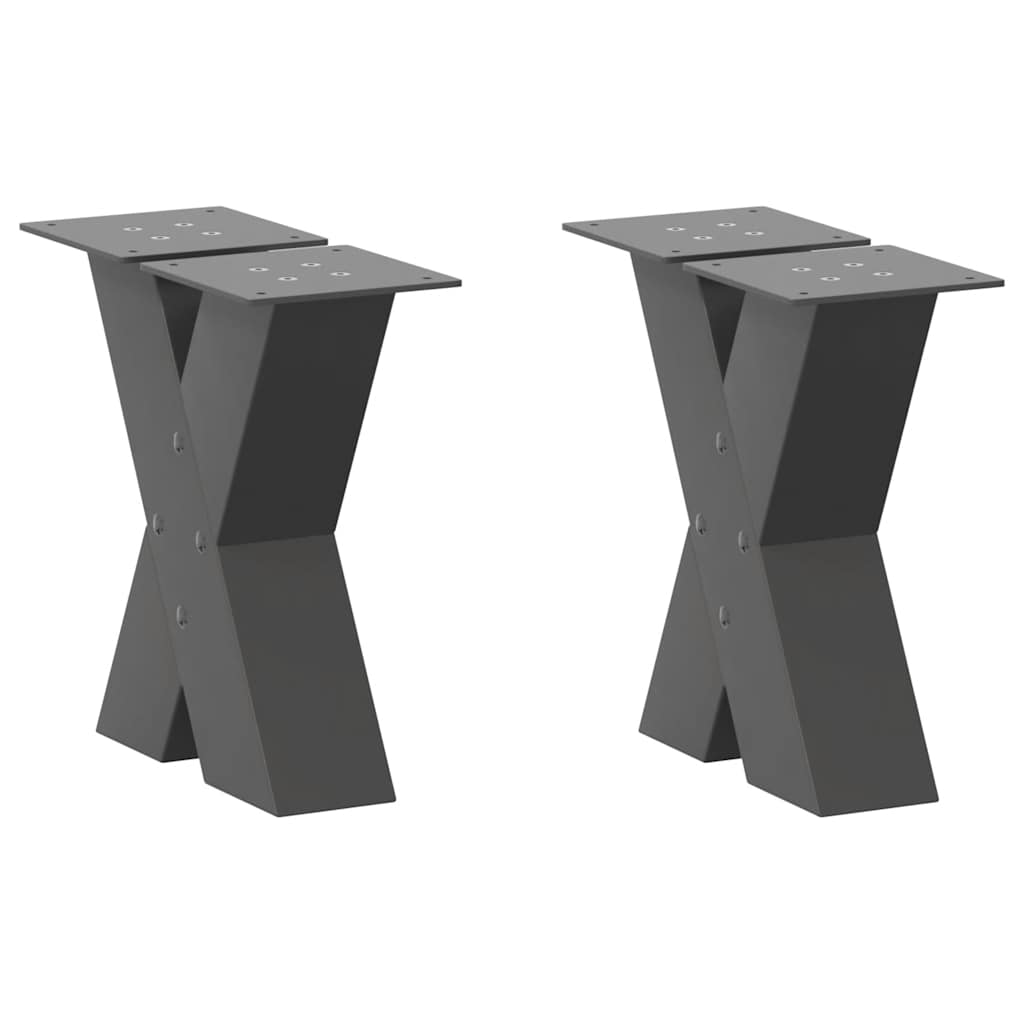 sofabordsben X-formet 2 stk. antracit 30x(30-31) cm stål