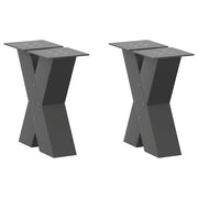 sofabordsben X-formet 2 stk. antracit 30x(30-31) cm stål