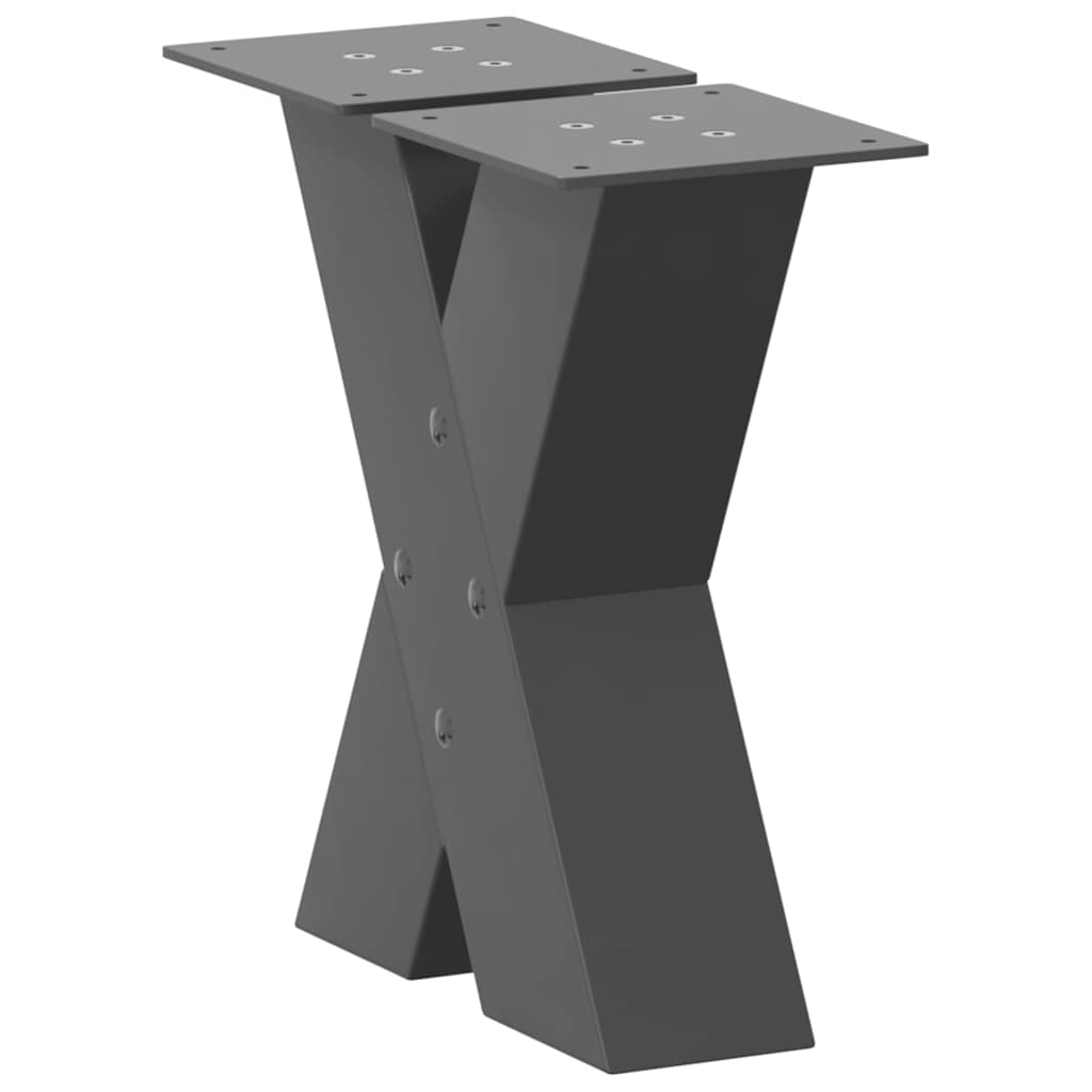 sofabordsben X-formet 2 stk. antracit 30x(30-31) cm stål