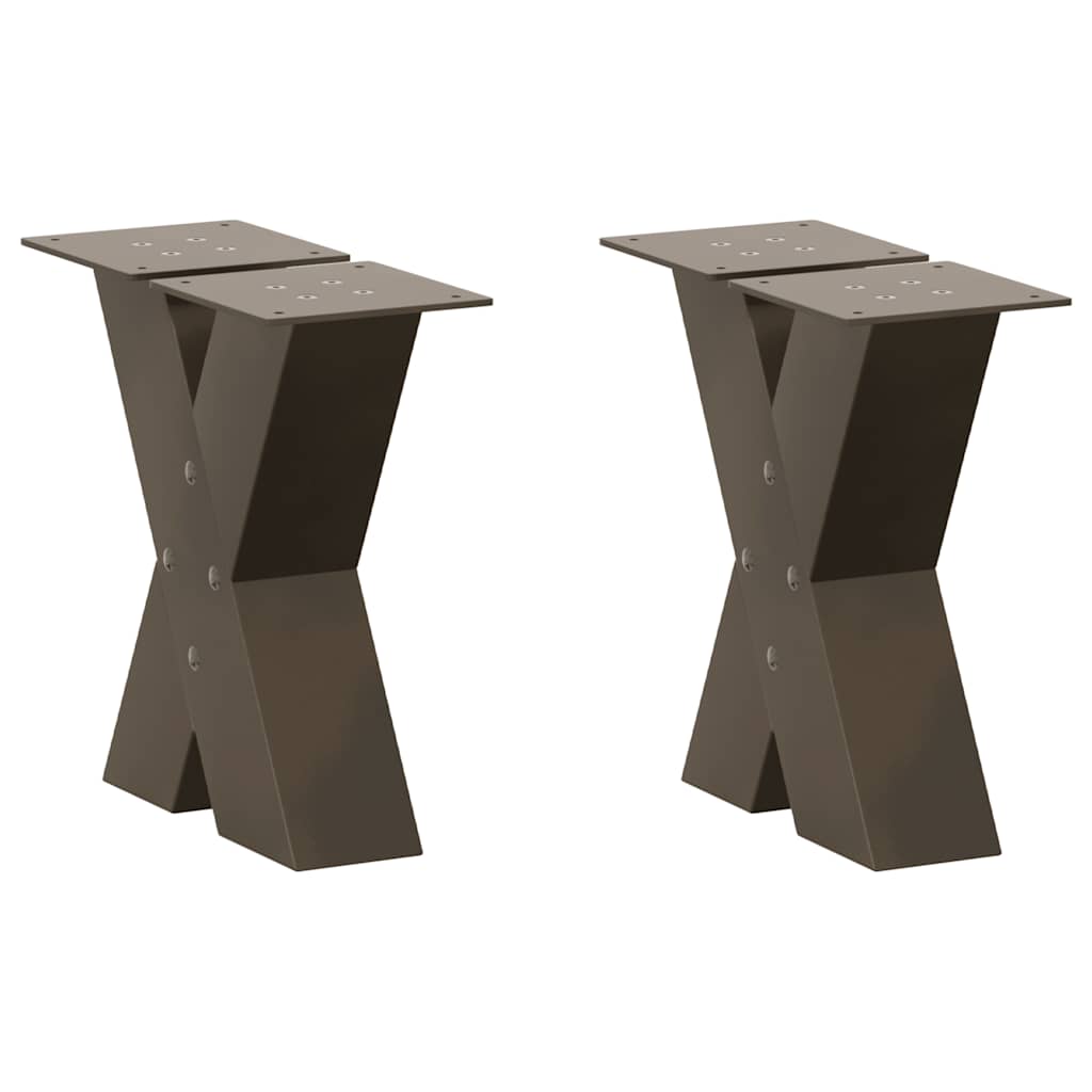sofabordsben X-formet 2 stk. naturstål 30x(30-31) cm stål