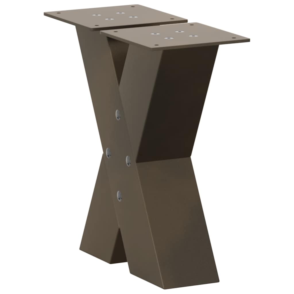 sofabordsben X-formet 2 stk. naturstål 30x(30-31) cm stål