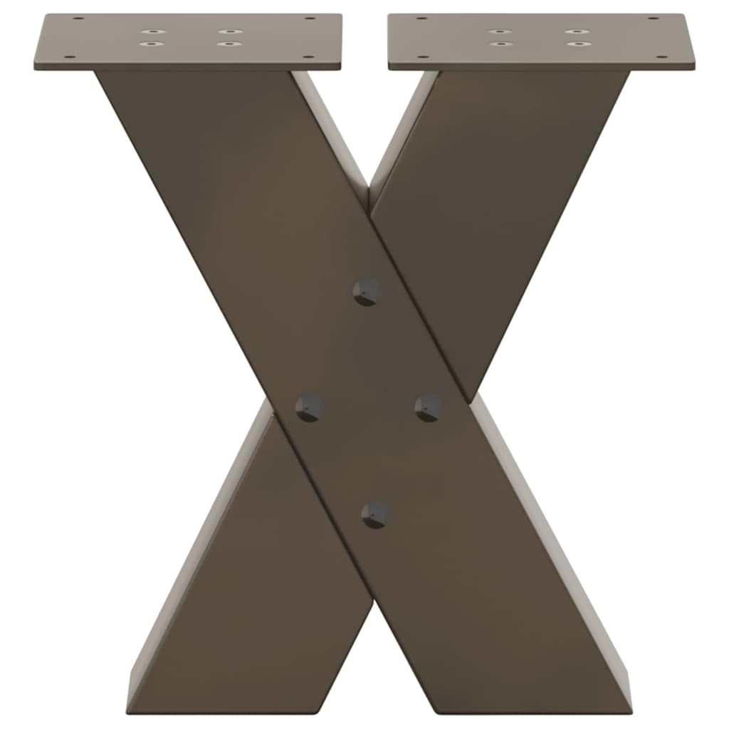 sofabordsben X-formet 2 stk. naturstål 30x(30-31) cm stål